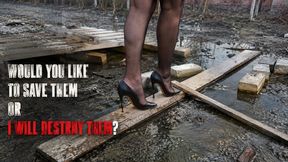 The 2nd Challenge for My Louboutin So Kate 120 — Sinking Heels, Puddles & Crushing an Apple!