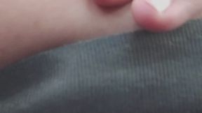 on my way home showing off my belly after work