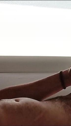 Iconic moment from "Jerking me off risking and moaning in front of the window... Huge shot of thick cum over mature real"