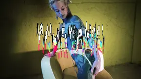 Latex and Squirt - Tattoo girl Anal DP Solo in High Heels - Squirting and Gapes