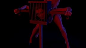 bdsm bondage sex standing fuck with a head cage