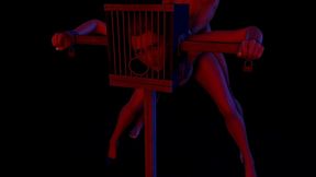 bdsm bondage sex standing fuck with a head cage