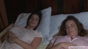 Busty brunette latina facesitted by lesbian hotel crew