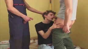 Teens gay threesome twinks