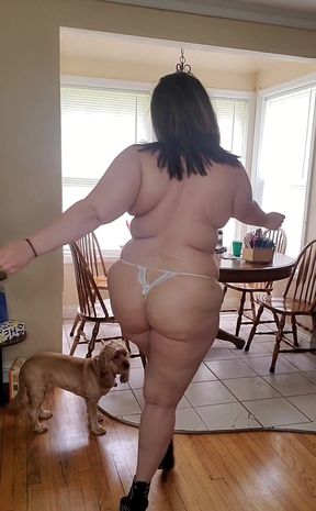 Cleaning My Kitchen While in a Thong and Heels! Does Your Wife Clean Your Kitchen Like That? Bet Not, Let Me Do It!