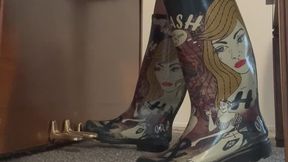 Stella Wearing Rain Boots Pumping Piano Pedal