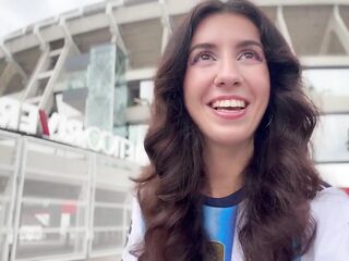 Katty West is obsessed with football and sex! So that babe finds a fan for a sexy bang!