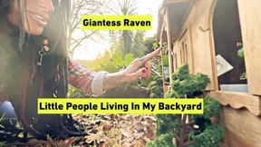 GIANTESS RAVEN FINDS LITTLE PEOPLE LIVING IN HER BACKYARD