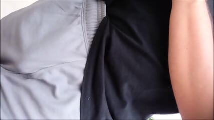 Freeballing Grey Shorts: Flaccid Cock Swinging Outdoors