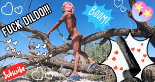 Hot Femboy Nude Rides Thick Dildo In Nature In Public