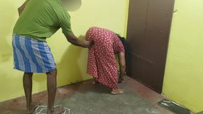 mature maid is bending over and cleaning the house when a young bull touches her and has sex with her, her moan in pleasure.