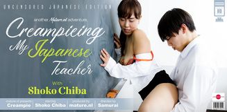 Shoko Chiba is a hot Japanese teacher that gets fucked by her student and getting a creampie