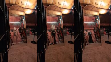 Trying On New Formal Green Dress With Spit Down Side