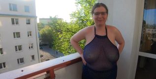 Trying on see-through blouses