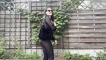 Outdoor Walk with See-Through Clothes and Anal Masturbation