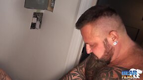 Raw bear action with zack ackland and marc angelo: anal rimming and tattooed blowjob cumshot