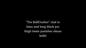 The Ballcrusher knees and squeezes slaves balls !