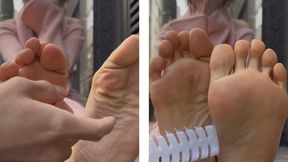 Blonde Taiwanese Beauty with Sensitive Size 8 Soles Gets Tickled! 5 Min 13 Sec