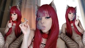 Adorable Egirl gets high, drops fishnets, flashes kitty cat, demands full vid