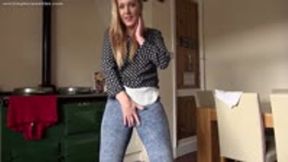 Jeans and panty pee