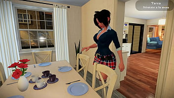 Animated busty babe seduces her neighbor in a 3D hentai game