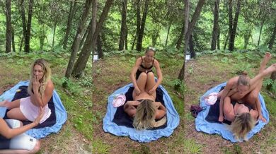 Babysitter gets bent over outdoor public fuck from her blonde fitness ass