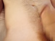 Hairy Ginger cums on stomach