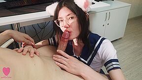 Cute Chan With Cat Ears In A Sexy Costume Was Hungry For Cum