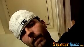 Straight thug strokes his small cock and uses fleshlight toy