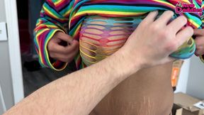 ebony teen helps me workout with a creampie