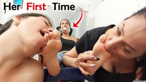 First Foot Worship Experience for Sock Gagged Sara (high res mp4)