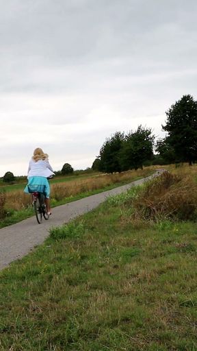 Daring Biking In Silk Underwear And Shiny Nylon Stockings   Clip 1