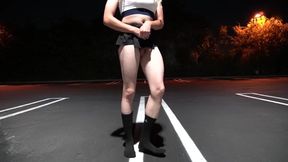 Athletic Transgirl Destroys Big Butt in Public Fucks Giant Dildo and Cums in Backseat