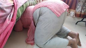 Indian sexy aunty gets stuck under the bed and after two days in a row her stepson helps her rough fuck