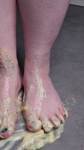 Asmr Creamy Pudding Foot Smash Thick Pudding and Sprinkles