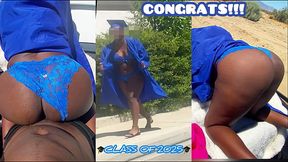 Classy ebony teen gets BBC in doggystyle on graduation day