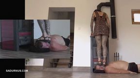 Mistress Cleo parties on his slave's head picture in picture mp4