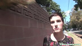Tattooed TGirl Teases & Masturbates in Fetish-Filled Audition