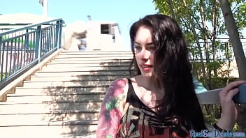 Pulled goth amateur giving head in exchange of some cash