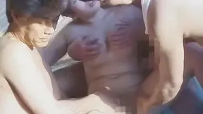 Chubby milf enjoys gang bang sex