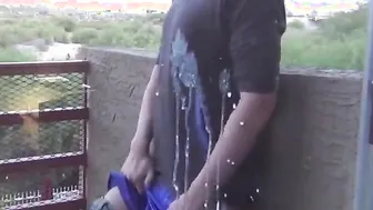 Guy Jerking Off on the Balcony in Public