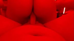 sucking and fucking in femdom amazon position to my cuckold in a neon room