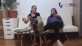 Homemade lesbian foot worship &amp; sniffing