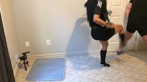 Soccer Girl kicks balls in socks