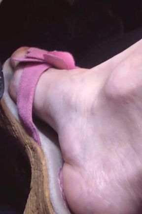 Pedal Pumping in Pink Wedgesflip Flops