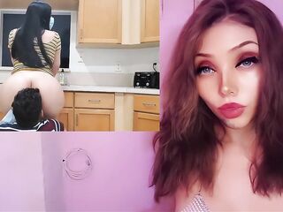 Sexy stepmother banging her immoral stepson in the kitchen