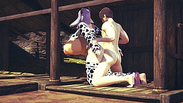 A farmer tending to his Cow - Monster girl Hentai