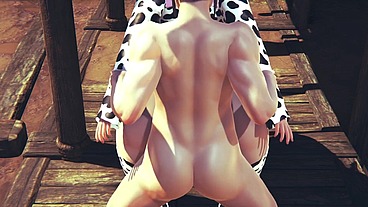 A farmer tending to his Cow - Monster girl Hentai