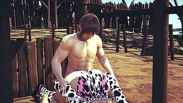 A farmer tending to his Cow - Monster girl Hentai