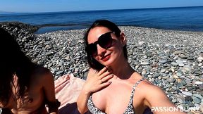 two hot girl enjoy selfie risky masturbation on beachside and play with tight pussyes - passionbunny and goldteachers